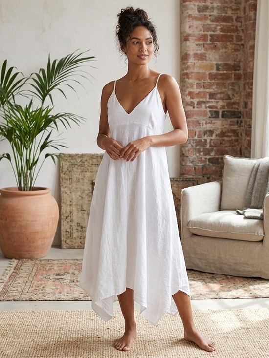 Joe Fresh Dresses & Skirts - Joe Fresh White Spaghetti Strap Linen Blend Maxi Dress Size XL
